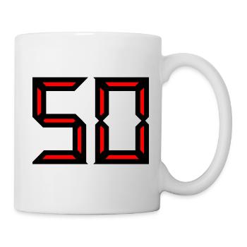 50. 50 JAHRE. 50-jähriges Jubiläum. GEBURTSTAG 50 JAHRE. - Tasse - Weiß - Rechts