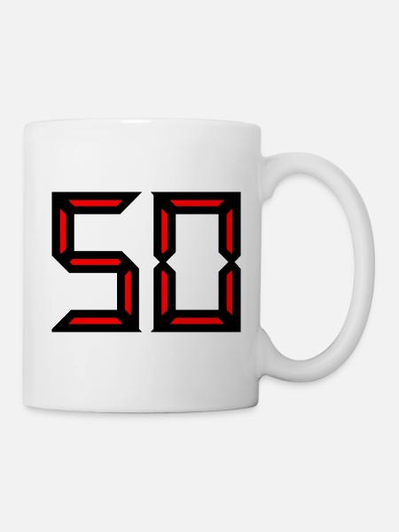 50. 50 JAAR. 50-JARIG JUBILEUM. VERJAARDAG 50 JAAR. - Mok - wit