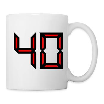 40. 40 JAHRE. 40-jähriges Jubiläum. GEBURTSTAG 40 JAHRE. - Tasse - Weiß - Rechts