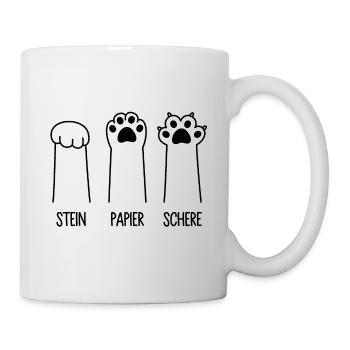 Stein Papier Schere Katze Pfote Spiel Katzenpfoten - Tasse - Weiß - Rechts