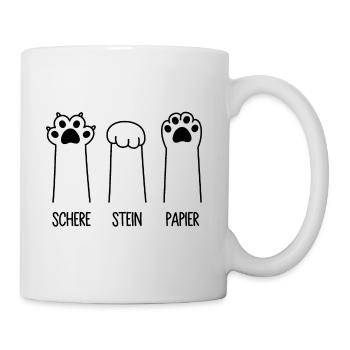 Schere Stein Papier Katze Pfote Spiel Katzenpfoten - Tasse - Weiß - Rechts