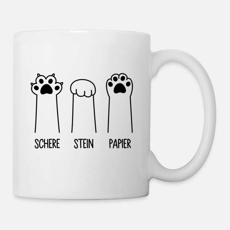 Schere Stein Papier Katze Pfote Spiel Katzenpfoten - Tasse - Weiß