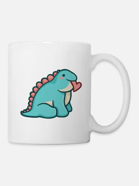 hugadino chuck with heart, dino, cute dinosaur - Mug - white