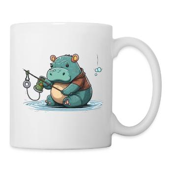 Nilpferd-Angler - Tasse - Weiß - Rechts