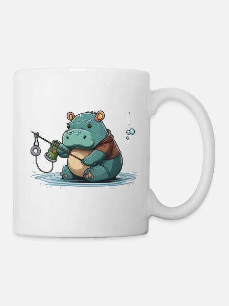 Nilpferd-Angler - Tasse - Weiß