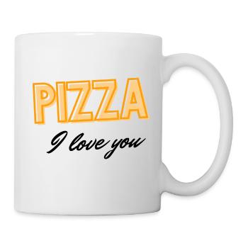 Pizza I love you - Fun & Playful Food Typography - Mug - white - Right