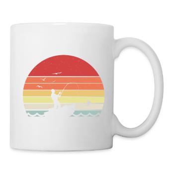 Angler Sonne Boot Retro Vintage Fisch Geschenk - Tasse - Weiß - Rechts