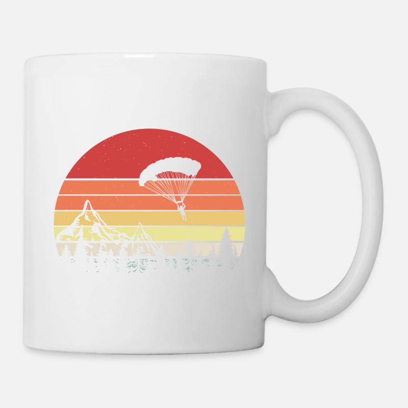 Fallschirmspringer Gleitschirm Retro Geschenk - Tasse - Weiß