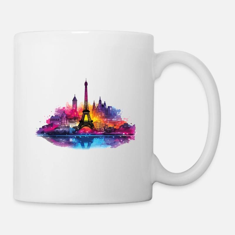 Paris Eiffelturm Frankreich Stadt Skyline Kunst - Tasse - Weiß