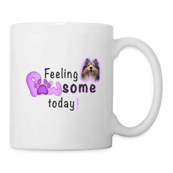 Feeling PAWSOME today! Dog Sheltie Paw Pink - Mug - white - Right