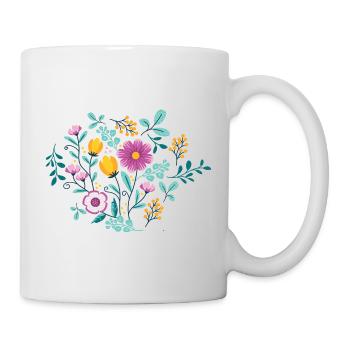 FLEURS Jaunes et Violettes - Mug blanc - blanc - Droite