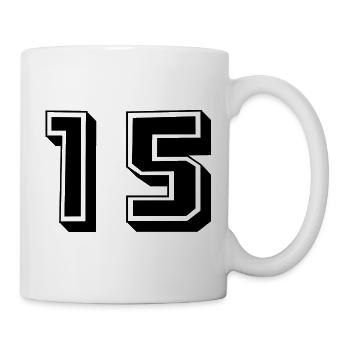 15. 15 JAHRE. 15-jähriges JUBILÄUM. GEBURTSTAG 15 JAHRE. - Tasse - Weiß - Rechts