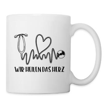 Herzformiges Stethoskop: Wir heilen das Herz - Tasse - Weiß - Rechts