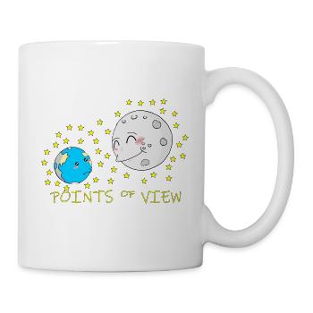 Cute Moon and Earth Positive Points of View Design - Mug - white - Right