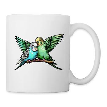 Wellensittiche Sittiche Vögel - Tasse - Weiß - Rechts