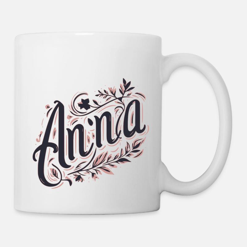 Anna Name Floral - Tasse - Weiß