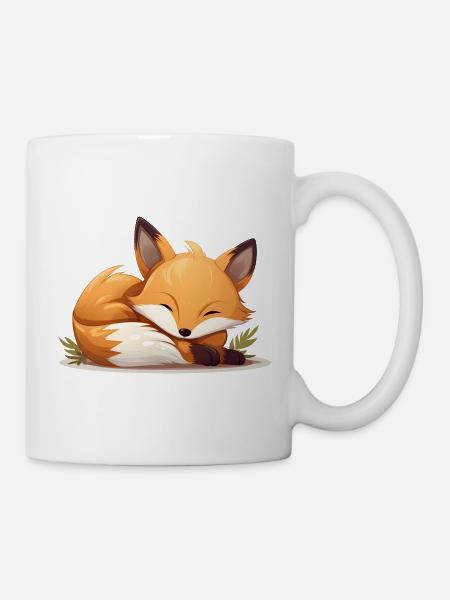 Süßes schlafender Fuchs für Waldtier Fans - Tasse - Weiß