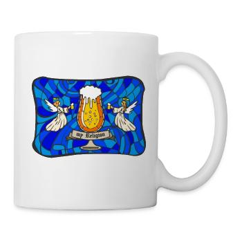 The Church is my religion - international Pub - Tasse - Weiß - Rechts