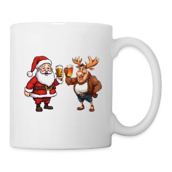 Weihnachten Bier Weihnachtsmann Rentier Prost - Tasse - Weiß - Rechts