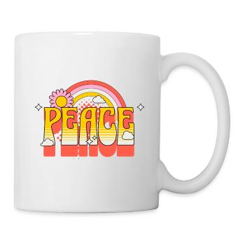 Peace Frieden Bunt Regenbogen Blume Gegen Krieg - Tasse - Weiß - Rechts