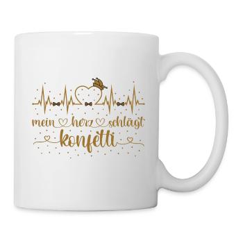 Fasching Herzschlag EKG Mein Herz schlägt Konfetti - Tasse - Weiß - Rechts