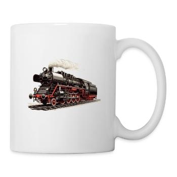 Illustration einer klassischen Dampflok - Tasse - Weiß - Rechts
