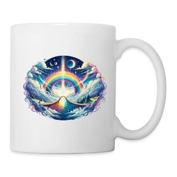 Traumwelt mit Regenbogen und Sternenhimmel - Tasse - Weiß - Rechts