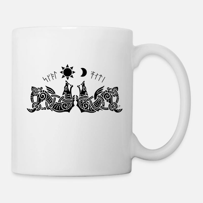 Odin Geri und Freki 4 - Tasse - Weiß