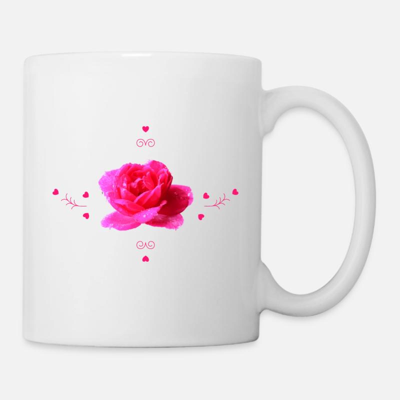 pinke Rose - Tasse - Weiß