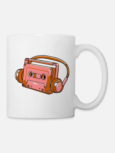 Walkman mit Kopfhörern Retro personalisierbar - Tasse - Weiß