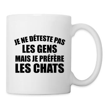 Ich hasse keine Menschen - ich bevorzuge Katzen - Tasse - Weiß - Rechts