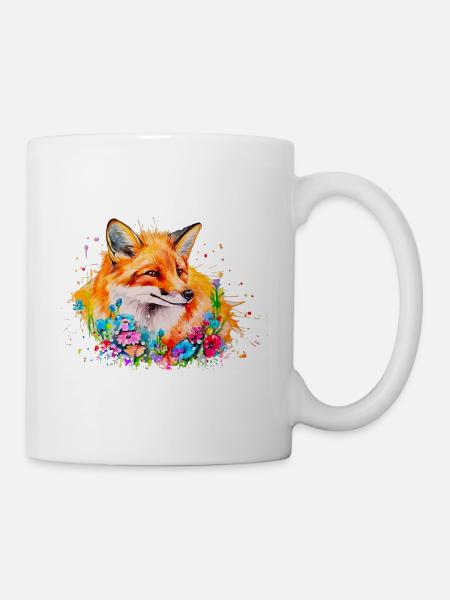 Renard aquarelle, Fox - Mug blanc - blanc