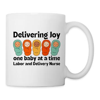 Delivering Joy: Labor and Delivery Nurse Cute - Mug - white - Right
