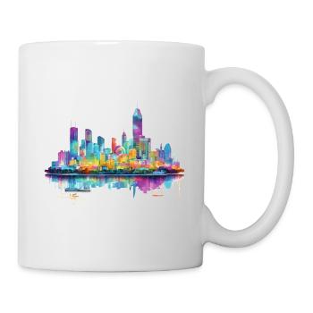 Bangkok, Thailand, Skyline, City, Asia, Neon, Colorful - Mug - white - Right