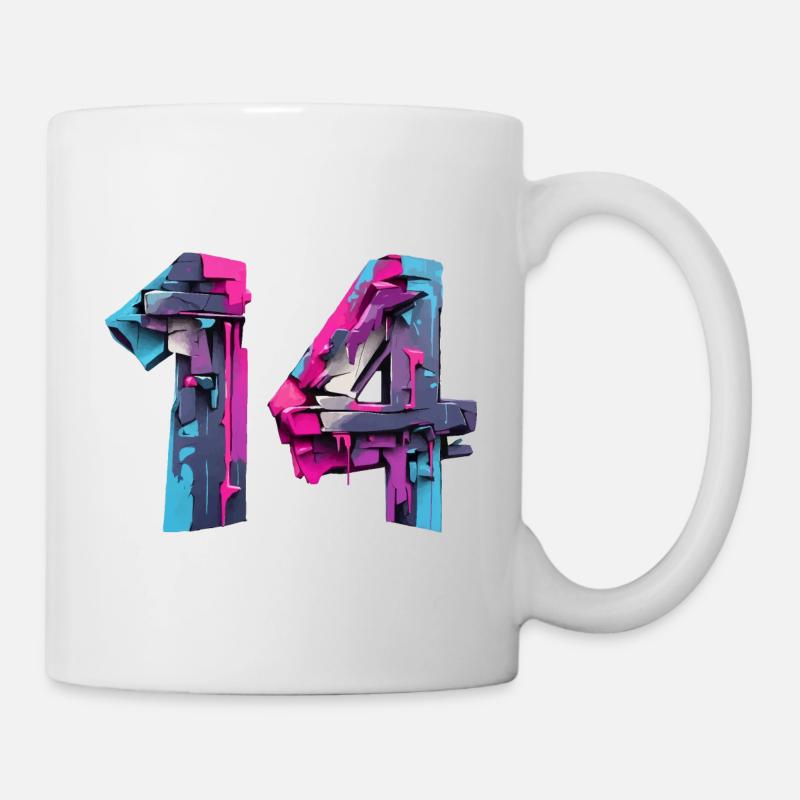 NR. 14 NUMMER 14 COOL 14. GEBURTSTAG - Tasse - Weiß