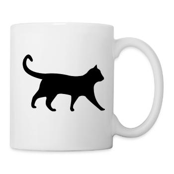 Katze schwarz Silhouette - Tasse - Weiß - Rechts