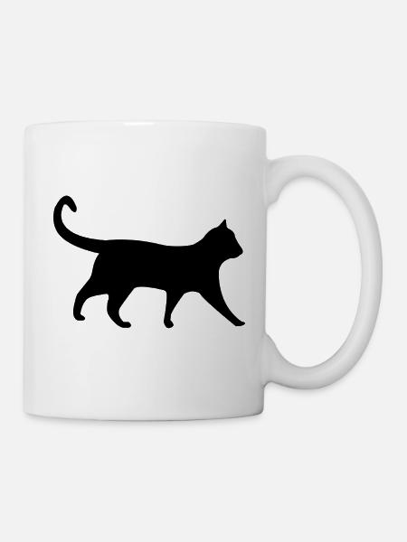 Katze schwarz Silhouette - Tasse - Weiß