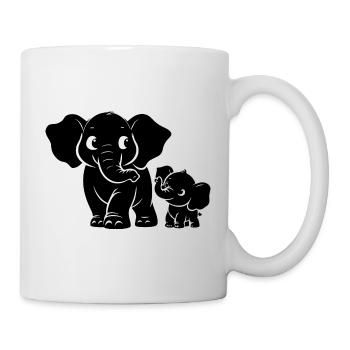 Elefant mit Babyelefant - Tasse - Weiß - Rechts