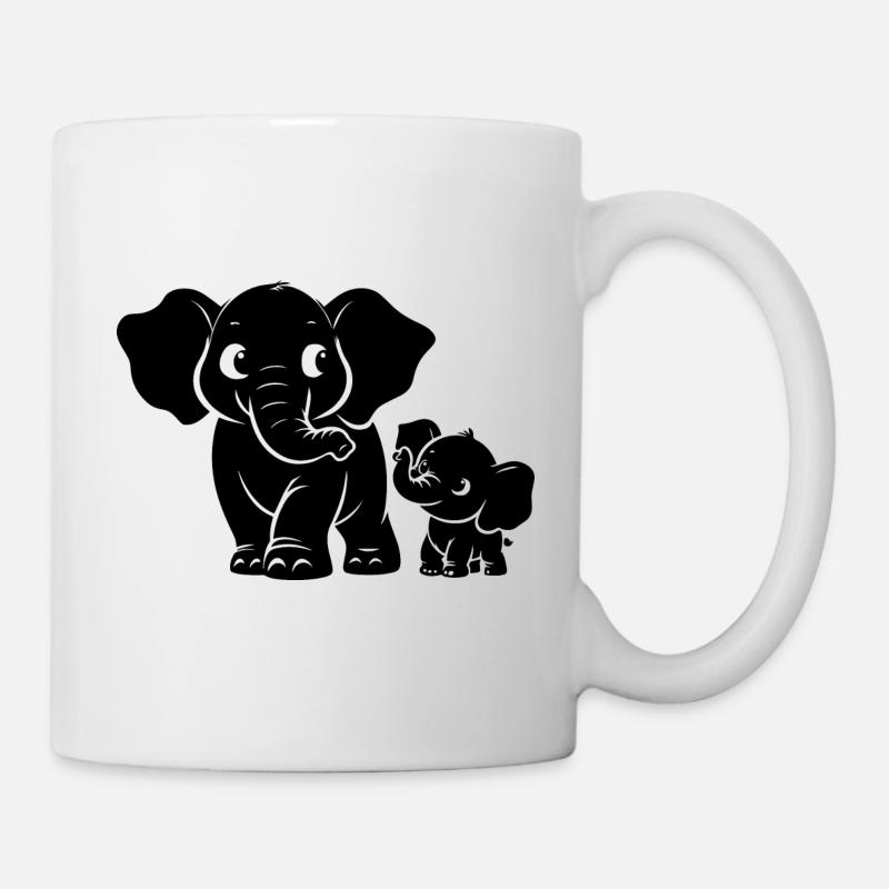 Elefant mit Babyelefant - Tasse - Weiß