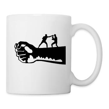 Boxer auf einer Faust - Tasse - Weiß - Rechts