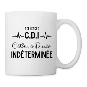 Recherche CDI - Câlins à Durée Indéterminée - Mug blanc - blanc - Droite