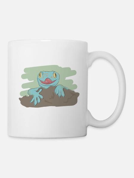Illustriertes Design mit Gecko - Tasse - Weiß