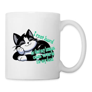 A lying resting cat. A lazy pet. - Mug - white - Right