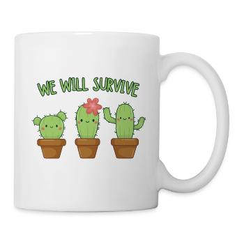 Nous survivrons : Illustration de cactus mignons - Mug blanc - blanc - Droite