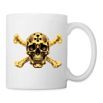Goldener Piratenschädel ☠ - Tasse - Weiß - Rechts