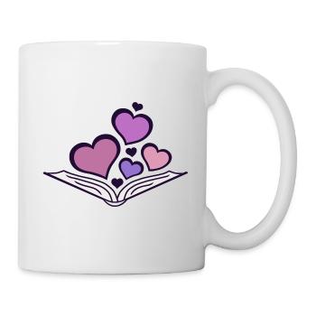 Buch mit Herzen gefüllt - Tasse - Weiß - Rechts