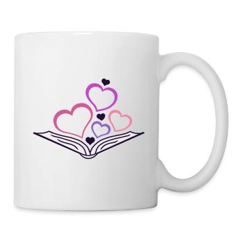 Buch mit Herzen filigran - Tasse - Weiß - Rechts