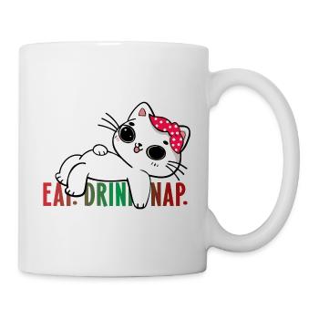 xmas cat christmas cat eat drink nap fun comic - Mug - white - Right