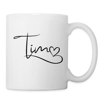 Tim Name Vorname Herzdekor - Tasse - Weiß - Rechts