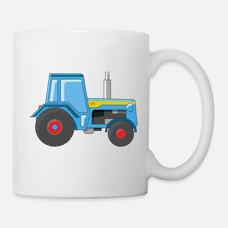 Blue tractor illustration - Mug - white
